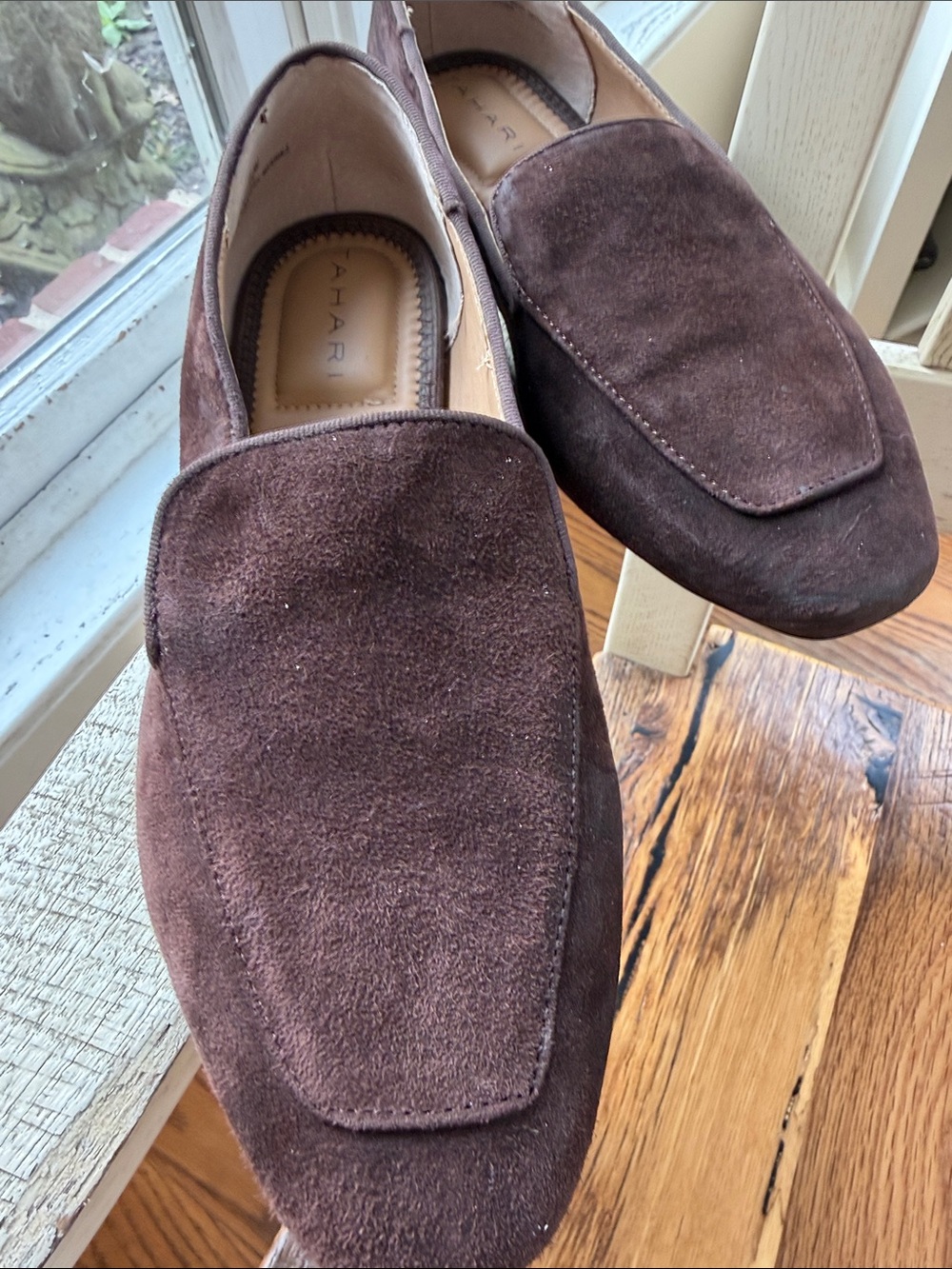 Tahari Brown Suede Loafers with Almond Toe - Picture 6 of 7